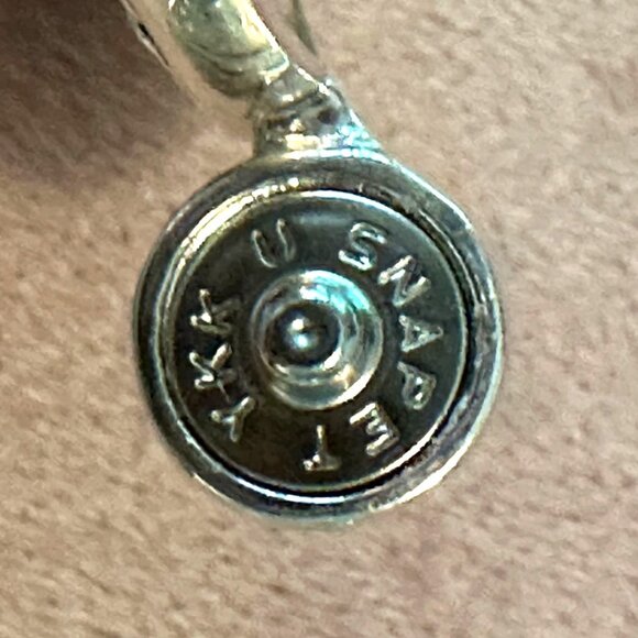 Oval Sterling Silver Snap Pendant By Joseph Esposito Braided Edge Peach Orange - Picture 3 of 6